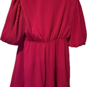 Melloday Fuchsia Pleated Flutter Sleeve Minidress XL New No Tags